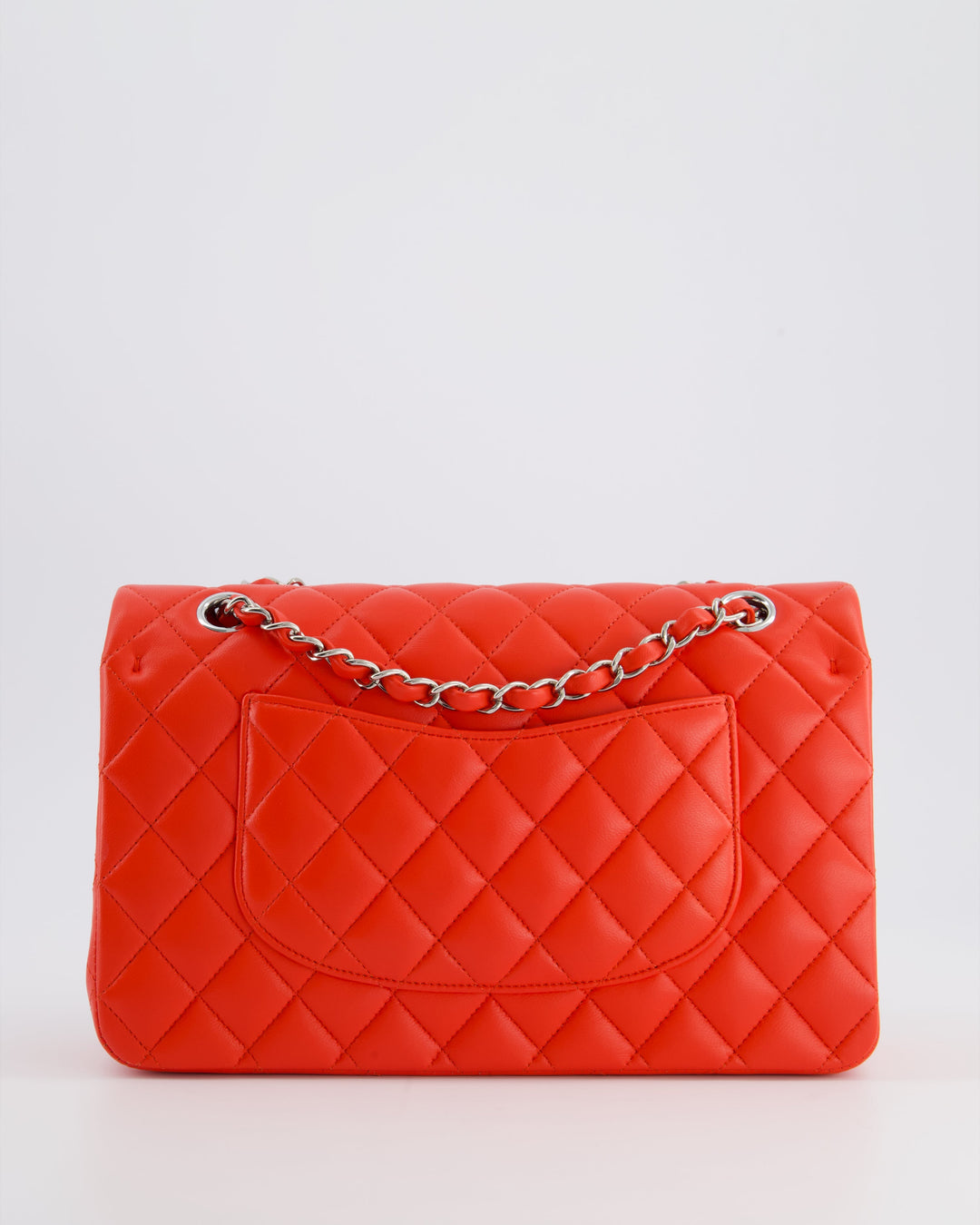 Top Quality Chanel Scarlet Red Medium Classic Double Flap Bag in Lambskin Leather with Silver Hardware