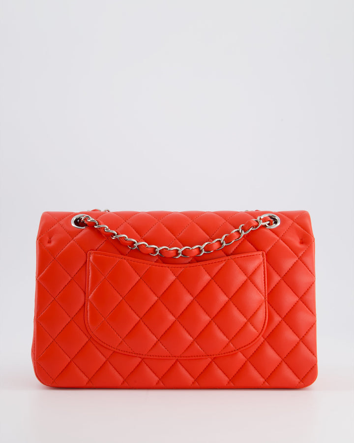 Top Quality Chanel Scarlet Red Medium Classic Double Flap Bag in Lambskin Leather with Silver Hardware