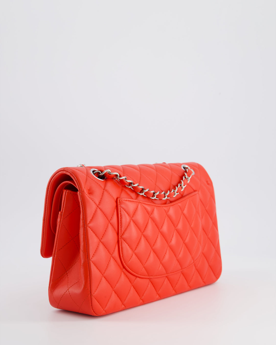 Top Quality Chanel Scarlet Red Medium Classic Double Flap Bag in Lambskin Leather with Silver Hardware