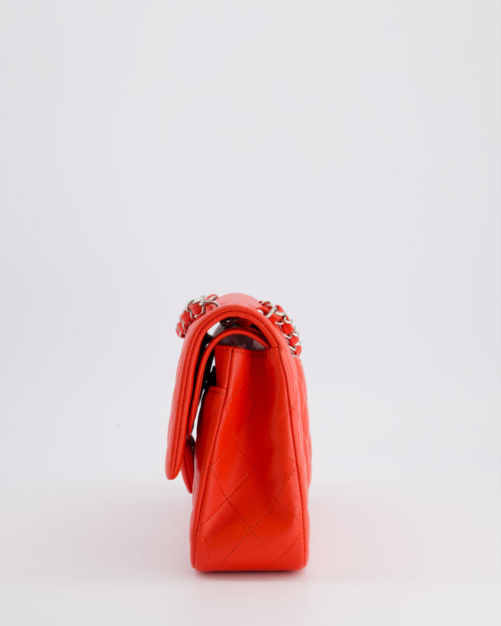 Top Quality Chanel Scarlet Red Medium Classic Double Flap Bag in Lambskin Leather with Silver Hardware