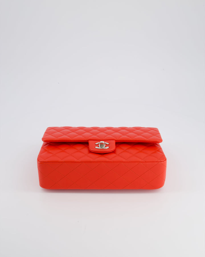 Top Quality Chanel Scarlet Red Medium Classic Double Flap Bag in Lambskin Leather with Silver Hardware
