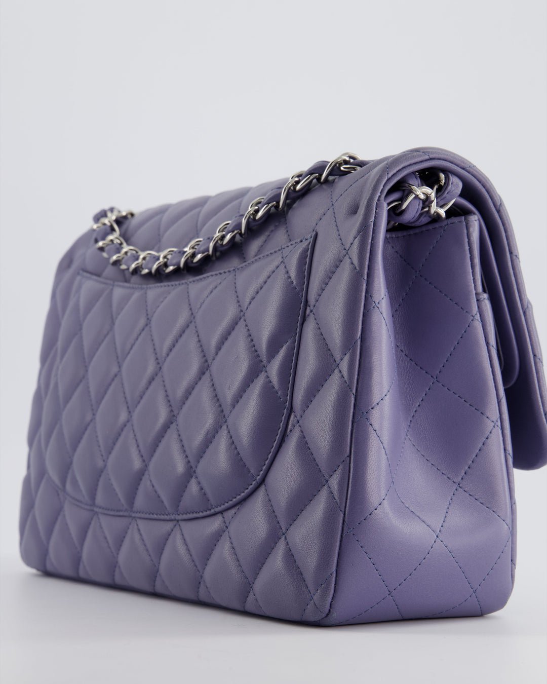 Top Quality Chanel Lavender Jumbo Double Flap Bag in Lambskin with Silver Hardware