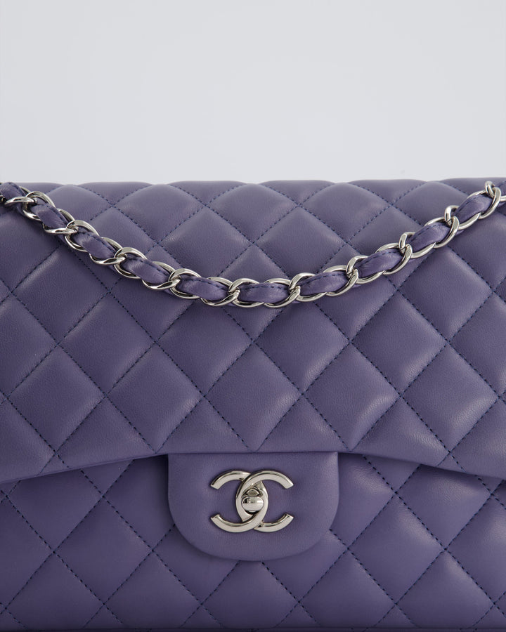 Top Quality Chanel Lavender Jumbo Double Flap Bag in Lambskin with Silver Hardware