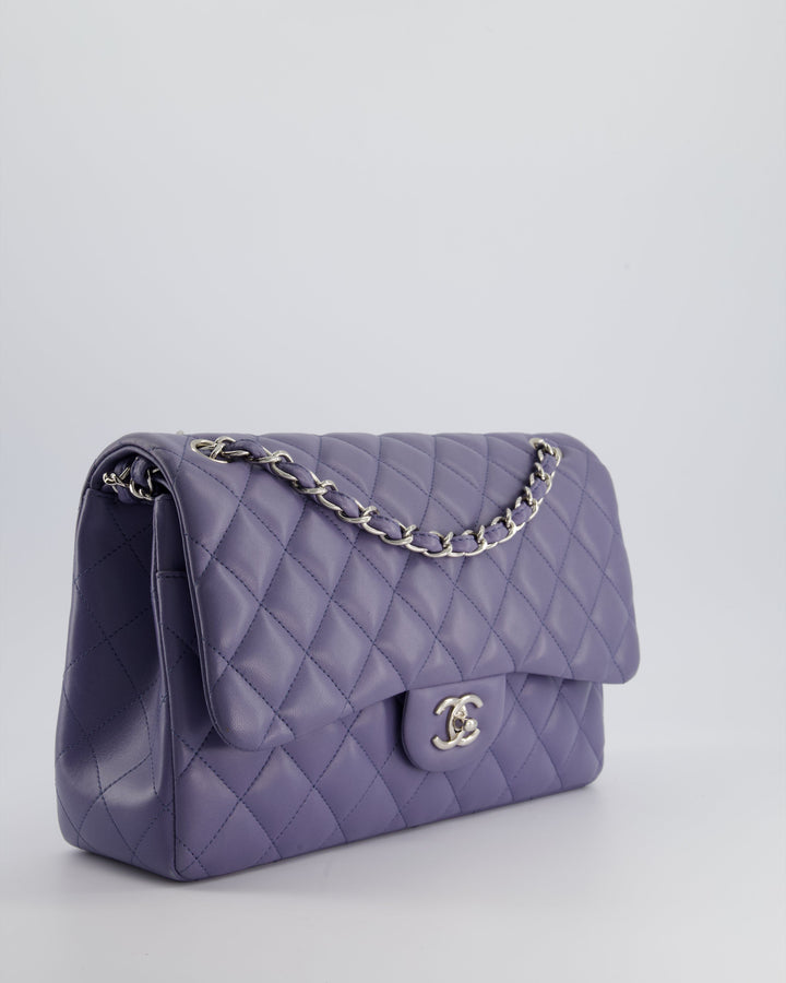 Top Quality Chanel Lavender Jumbo Double Flap Bag in Lambskin with Silver Hardware