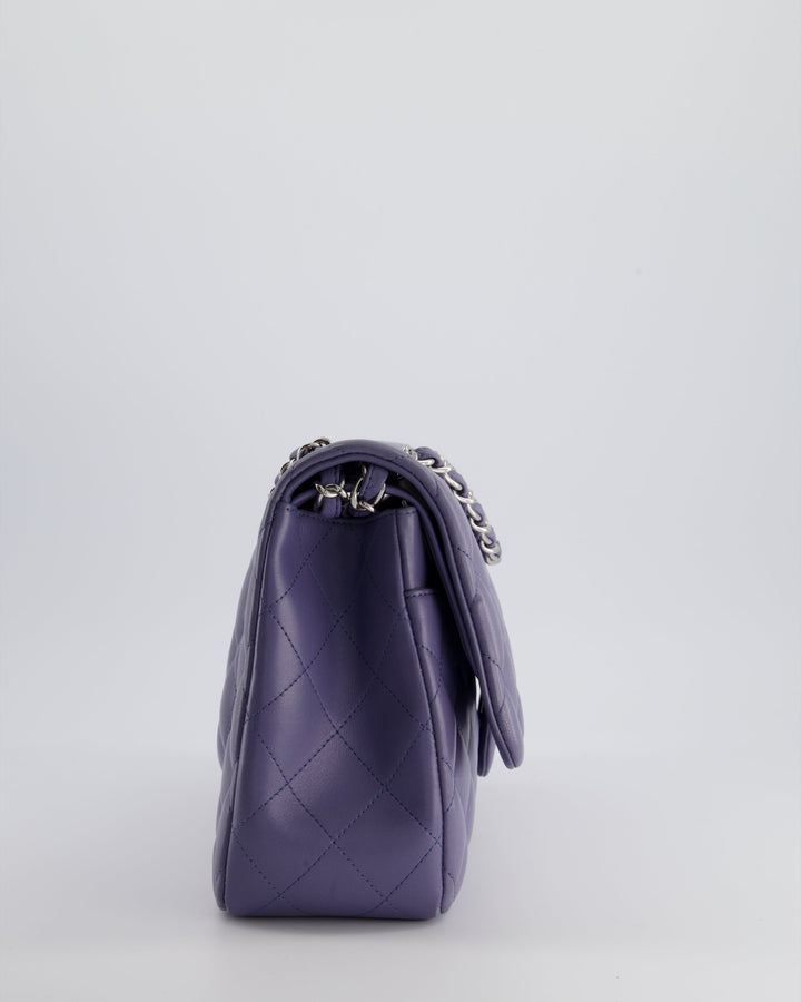 Top Quality Chanel Lavender Jumbo Double Flap Bag in Lambskin with Silver Hardware