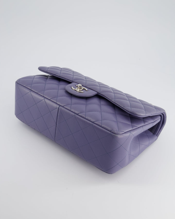 Top Quality Chanel Lavender Jumbo Double Flap Bag in Lambskin with Silver Hardware