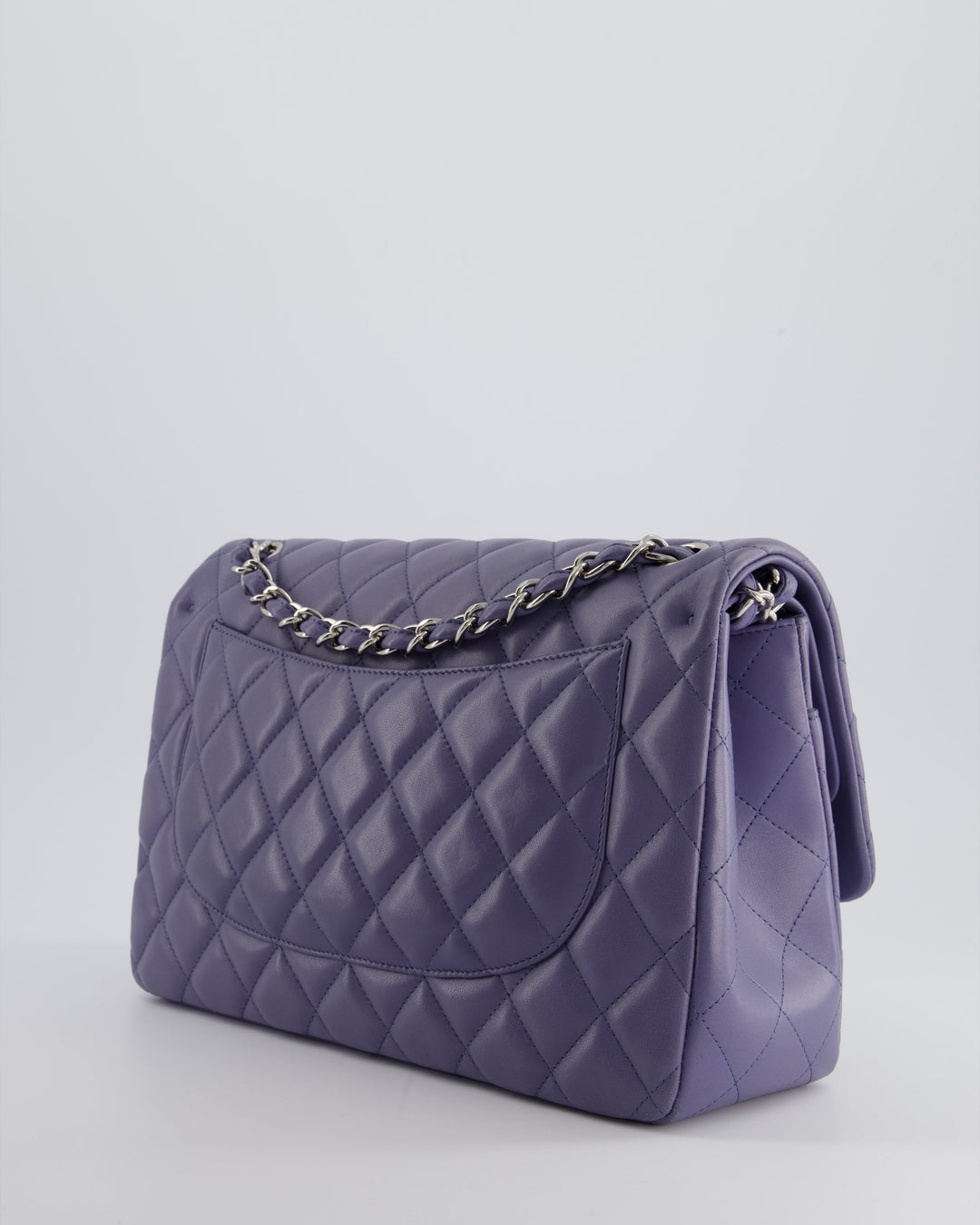 Top Quality Chanel Lavender Jumbo Double Flap Bag in Lambskin with Silver Hardware