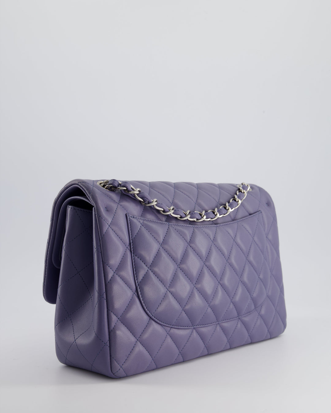 Top Quality Chanel Lavender Jumbo Double Flap Bag in Lambskin with Silver Hardware