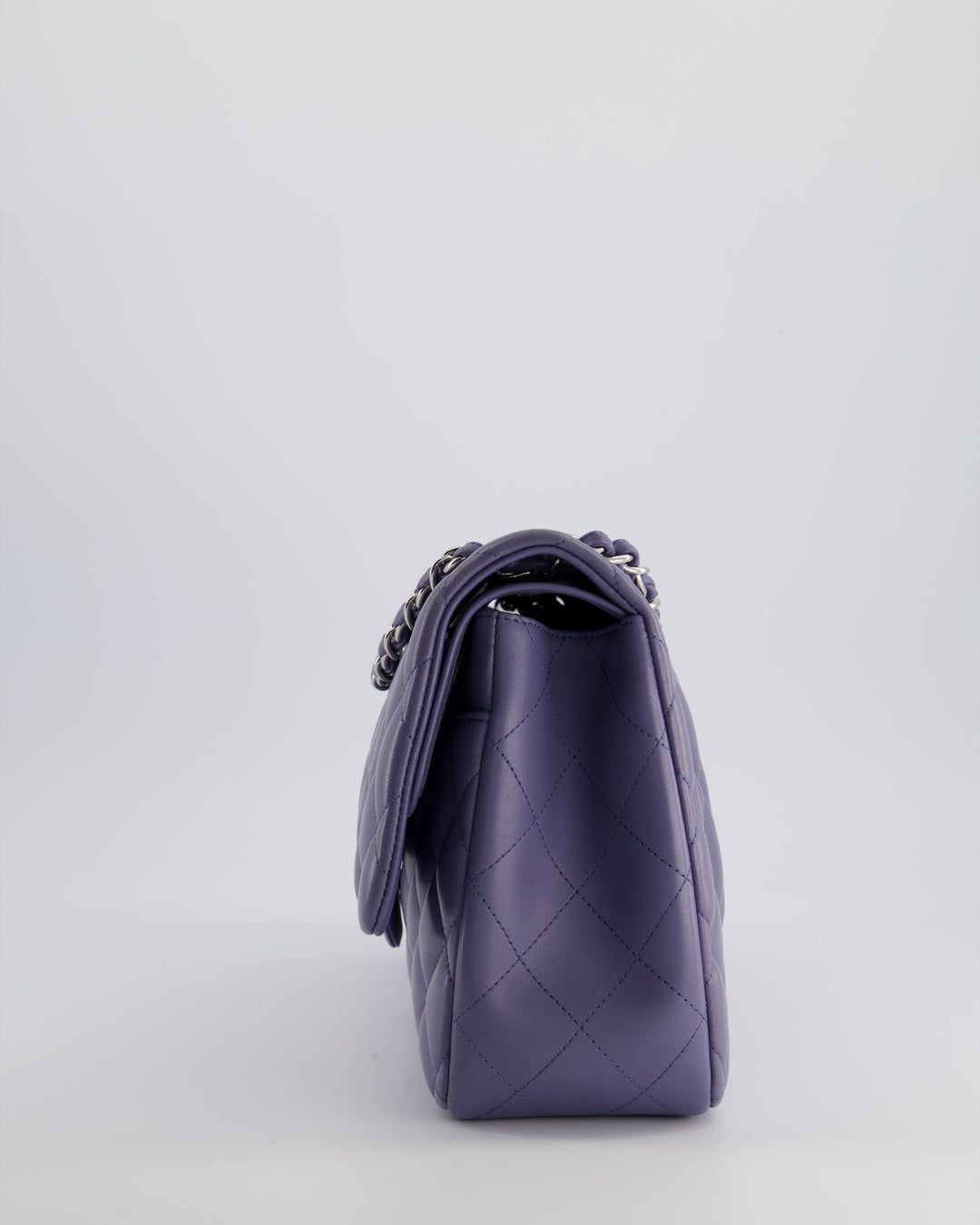 Top Quality Chanel Lavender Jumbo Double Flap Bag in Lambskin with Silver Hardware
