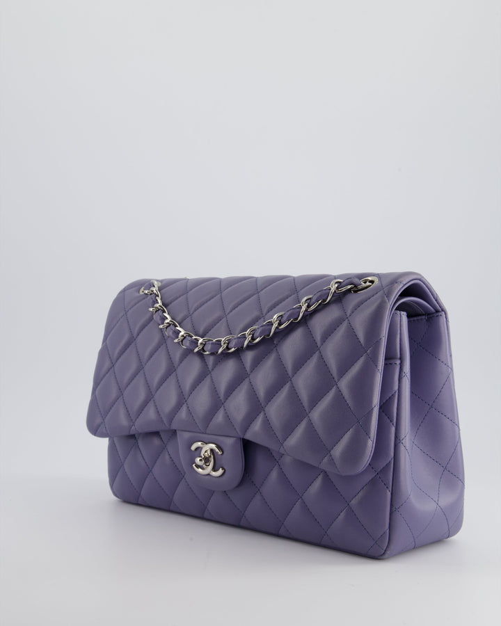 Top Quality Chanel Lavender Jumbo Double Flap Bag in Lambskin with Silver Hardware