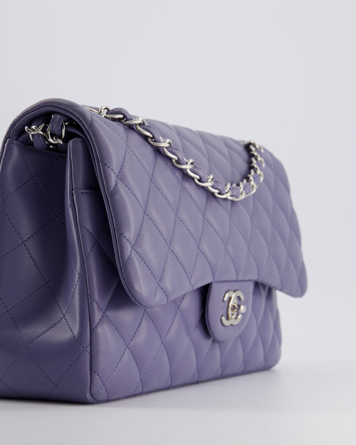 Top Quality Chanel Lavender Jumbo Double Flap Bag in Lambskin with Silver Hardware