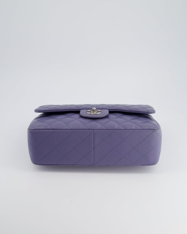 Top Quality Chanel Lavender Jumbo Double Flap Bag in Lambskin with Silver Hardware