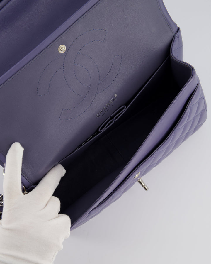 Top Quality Chanel Lavender Jumbo Double Flap Bag in Lambskin with Silver Hardware