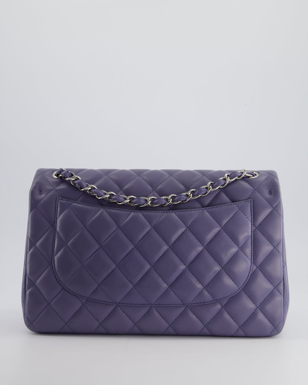 Top Quality Chanel Lavender Jumbo Double Flap Bag in Lambskin with Silver Hardware