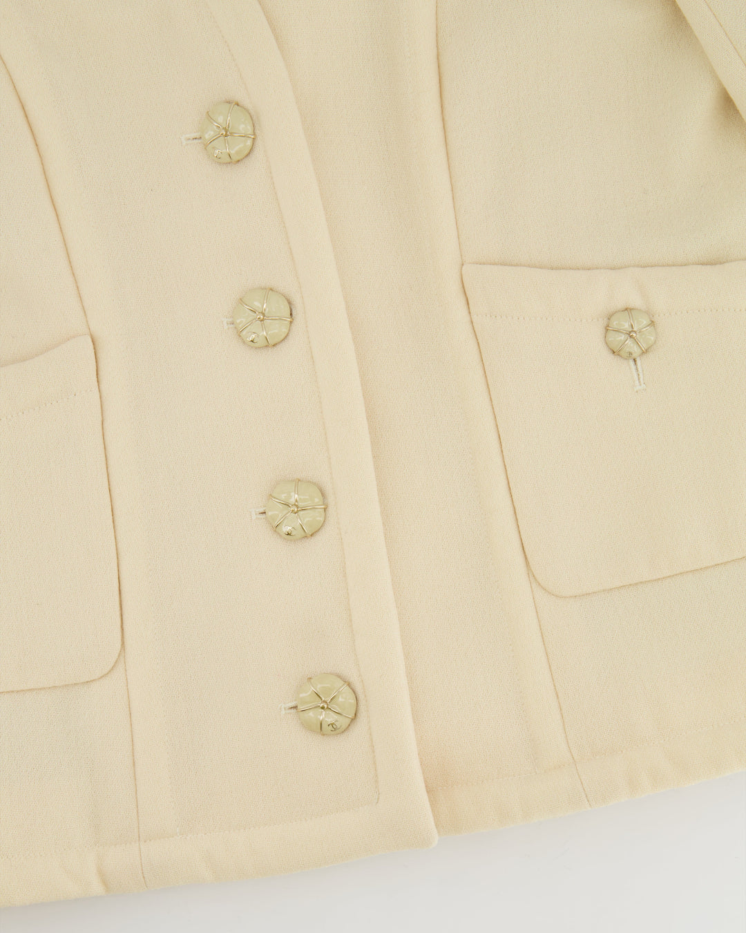 Top Quality Chanel Cream Wool Jacket with Textured CC Button Details Size FR 38 (UK 10)