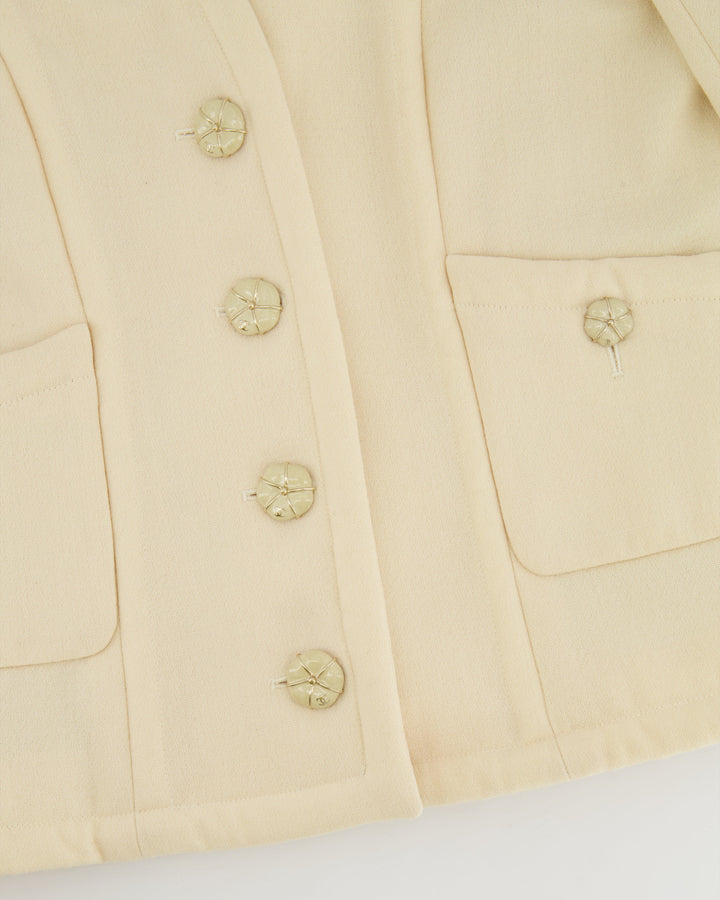 Top Quality Chanel Cream Wool Jacket with Textured CC Button Details Size FR 38 (UK 10)