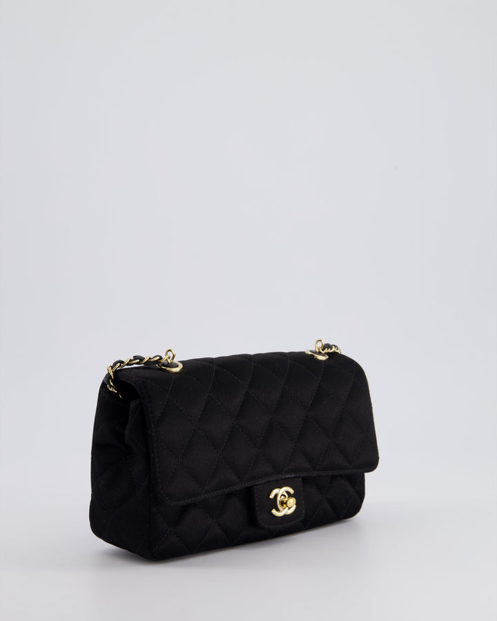 *HOT* Top Quality Chanel Satin Black Single Mini Flap Bag with Champagne Gold Hardware