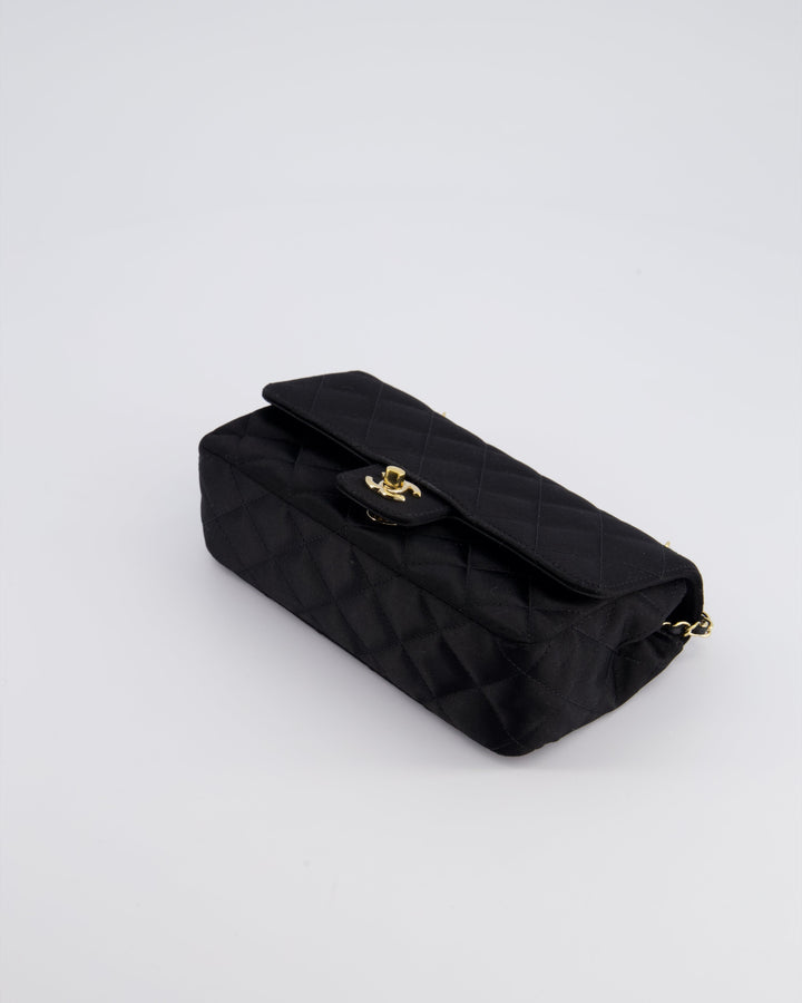 *HOT* Top Quality Chanel Satin Black Single Mini Flap Bag with Champagne Gold Hardware