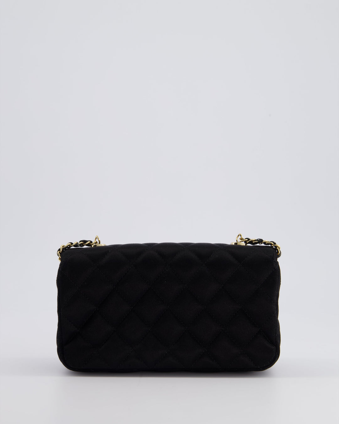 *HOT* Top Quality Chanel Satin Black Single Mini Flap Bag with Champagne Gold Hardware