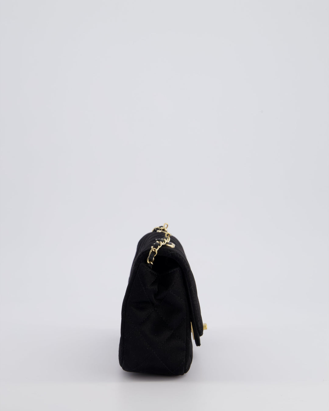 *HOT* Top Quality Chanel Satin Black Single Mini Flap Bag with Champagne Gold Hardware