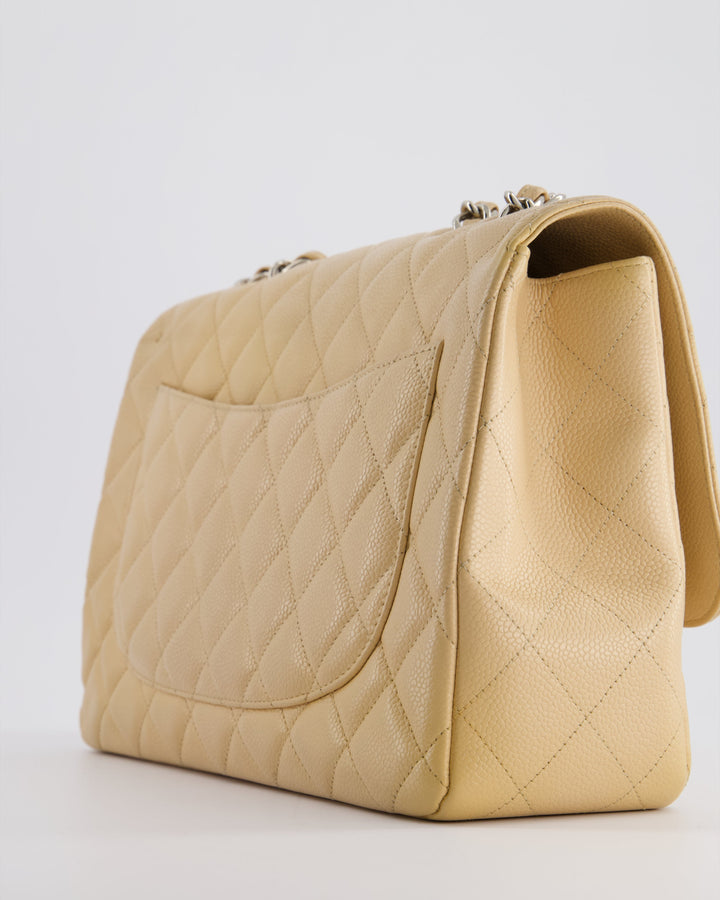 Top Quality Chanel Beige Jumbo Classic Single Flap Bag in Caviar Leather with Silver Hardware