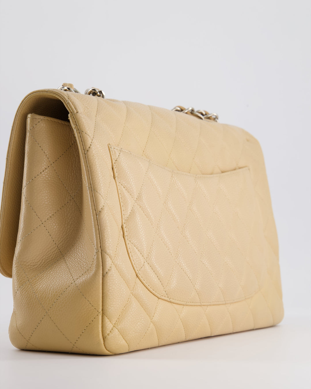 Top Quality Chanel Beige Jumbo Classic Single Flap Bag in Caviar Leather with Silver Hardware