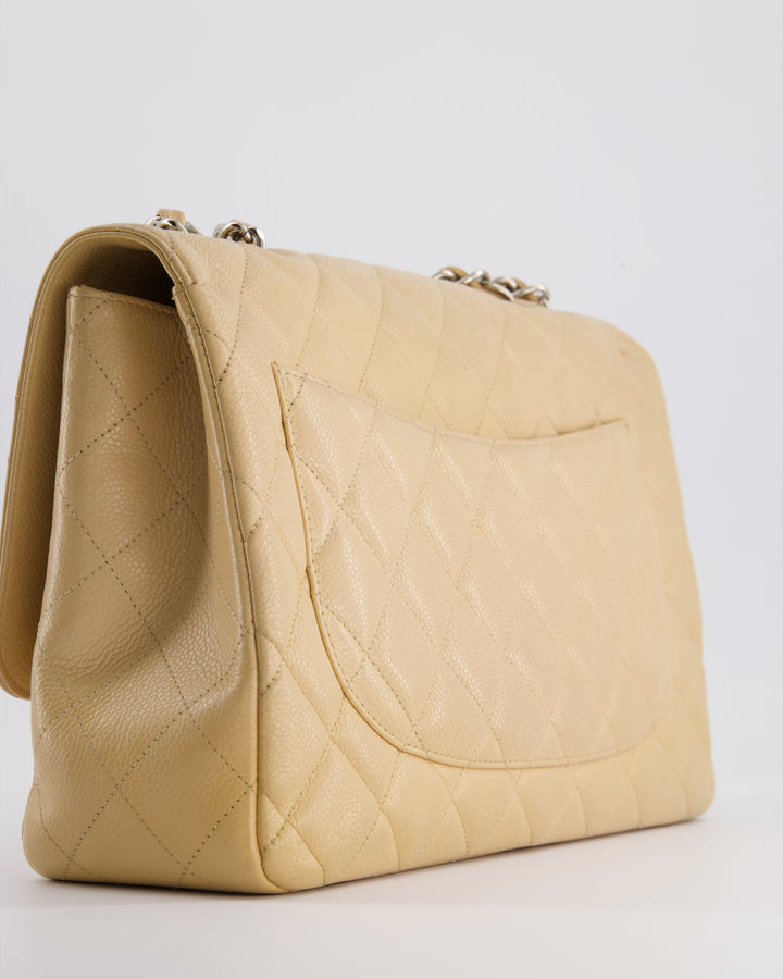 Top Quality Chanel Beige Jumbo Classic Single Flap Bag in Caviar Leather with Silver Hardware