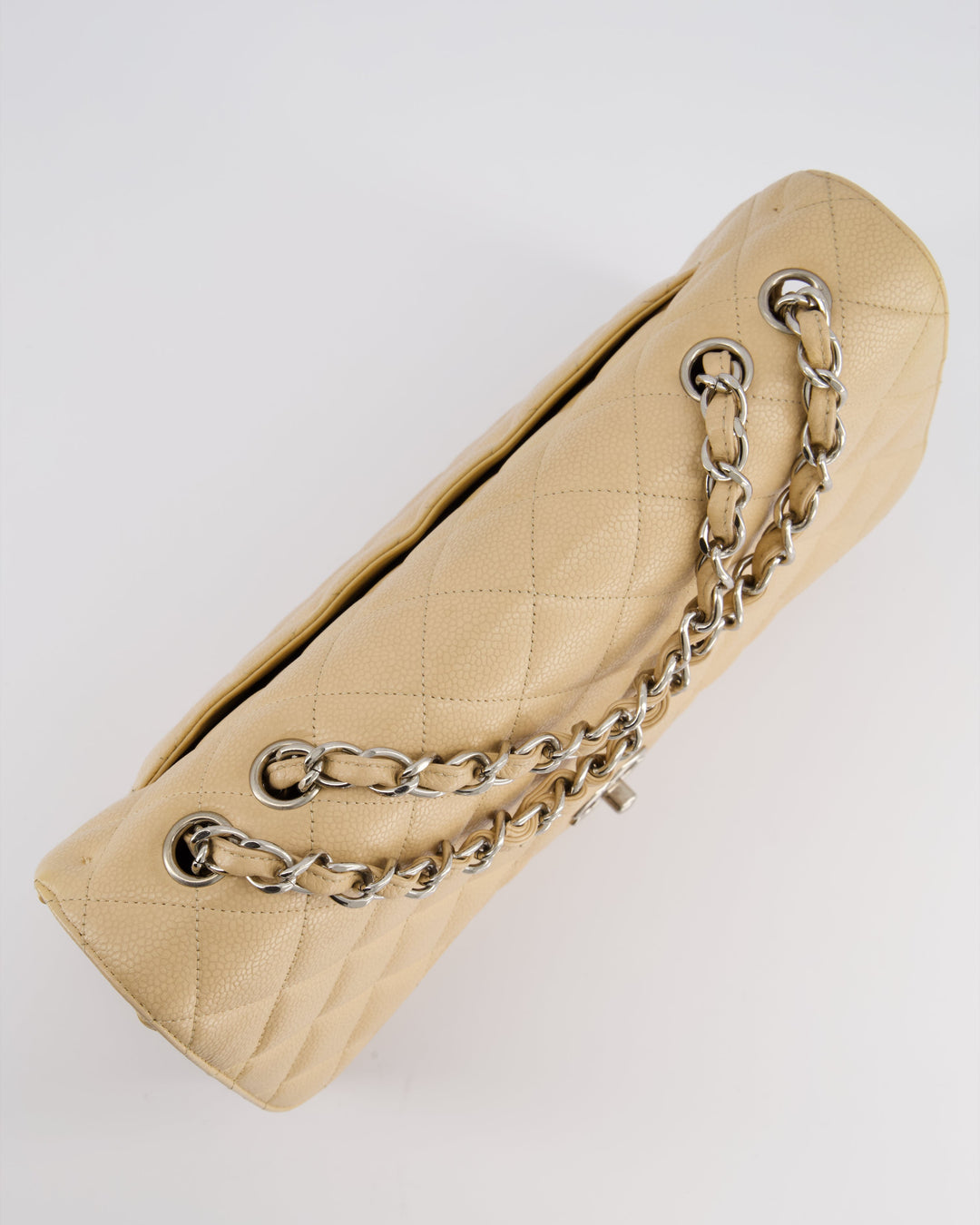 Top Quality Chanel Beige Jumbo Classic Single Flap Bag in Caviar Leather with Silver Hardware