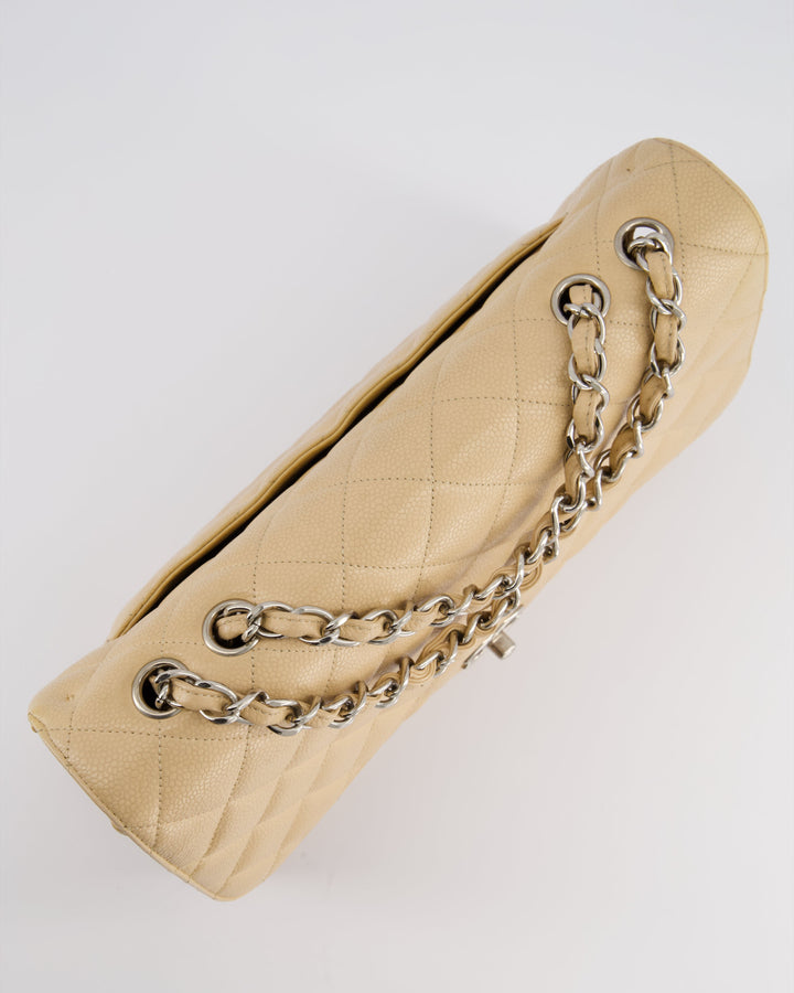 Top Quality Chanel Beige Jumbo Classic Single Flap Bag in Caviar Leather with Silver Hardware