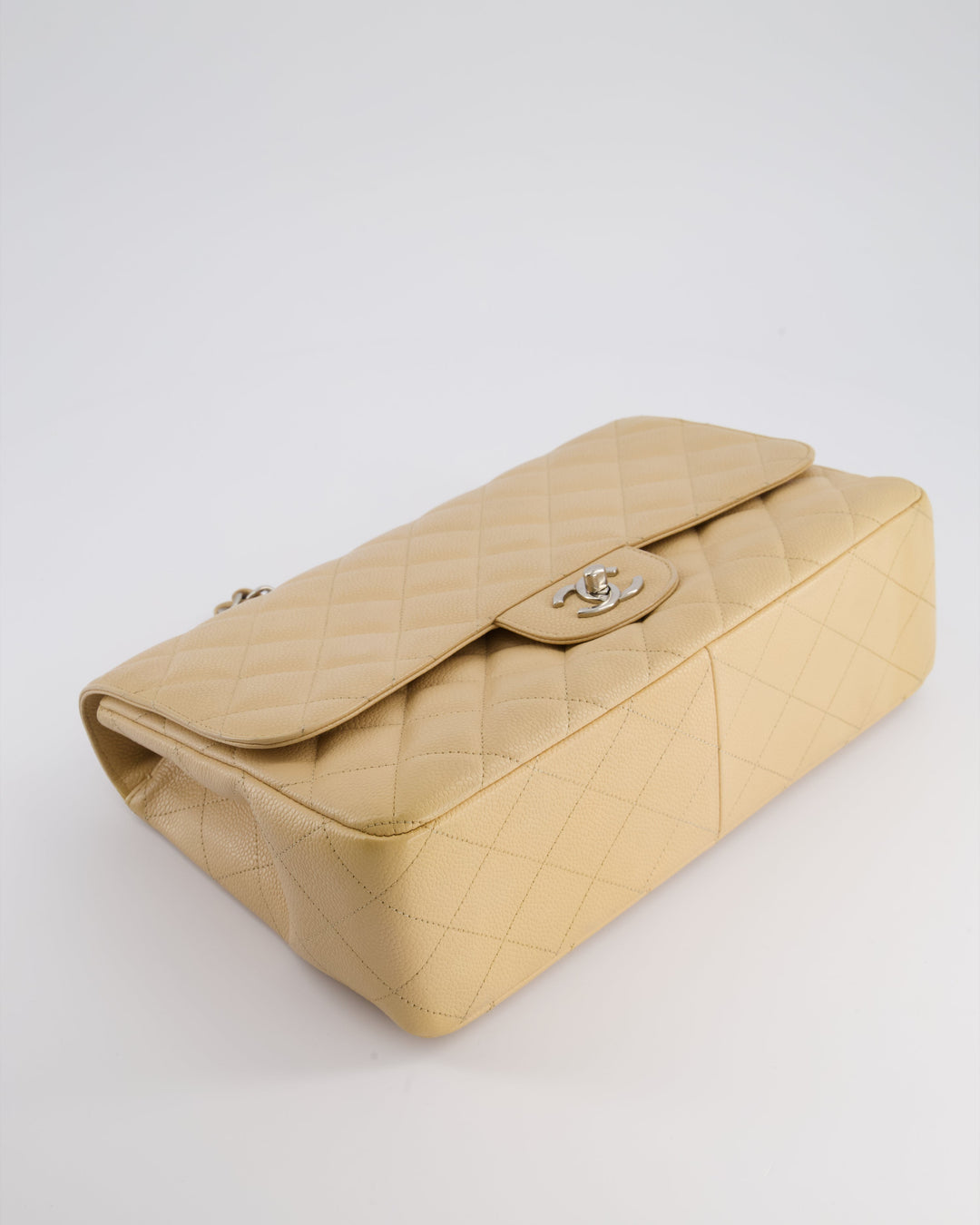 Top Quality Chanel Beige Jumbo Classic Single Flap Bag in Caviar Leather with Silver Hardware