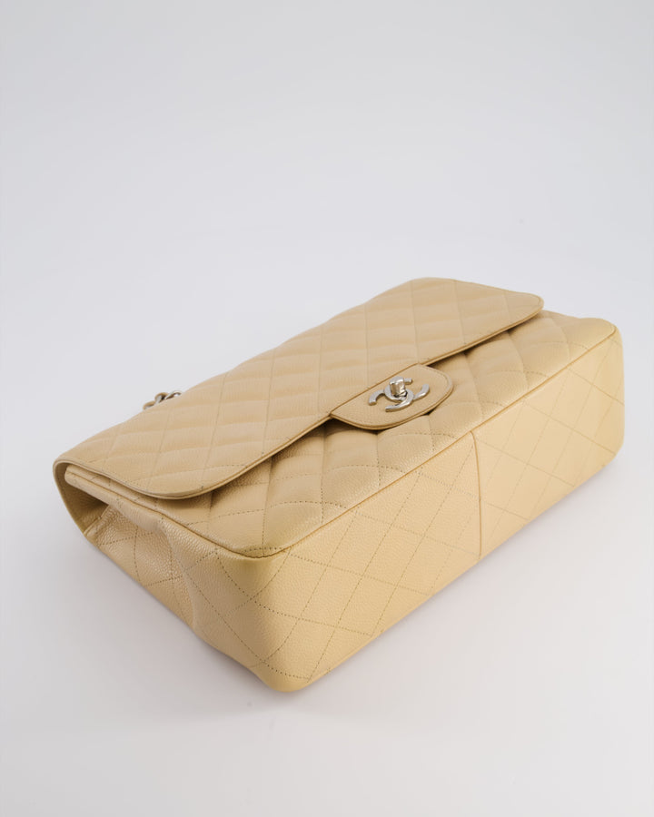 Top Quality Chanel Beige Jumbo Classic Single Flap Bag in Caviar Leather with Silver Hardware