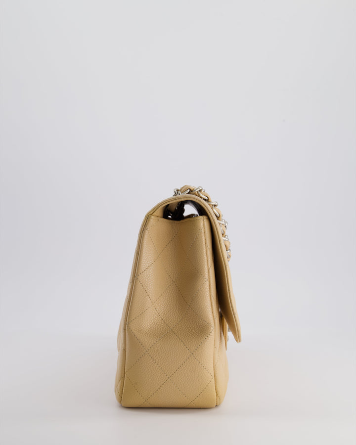 Top Quality Chanel Beige Jumbo Classic Single Flap Bag in Caviar Leather with Silver Hardware