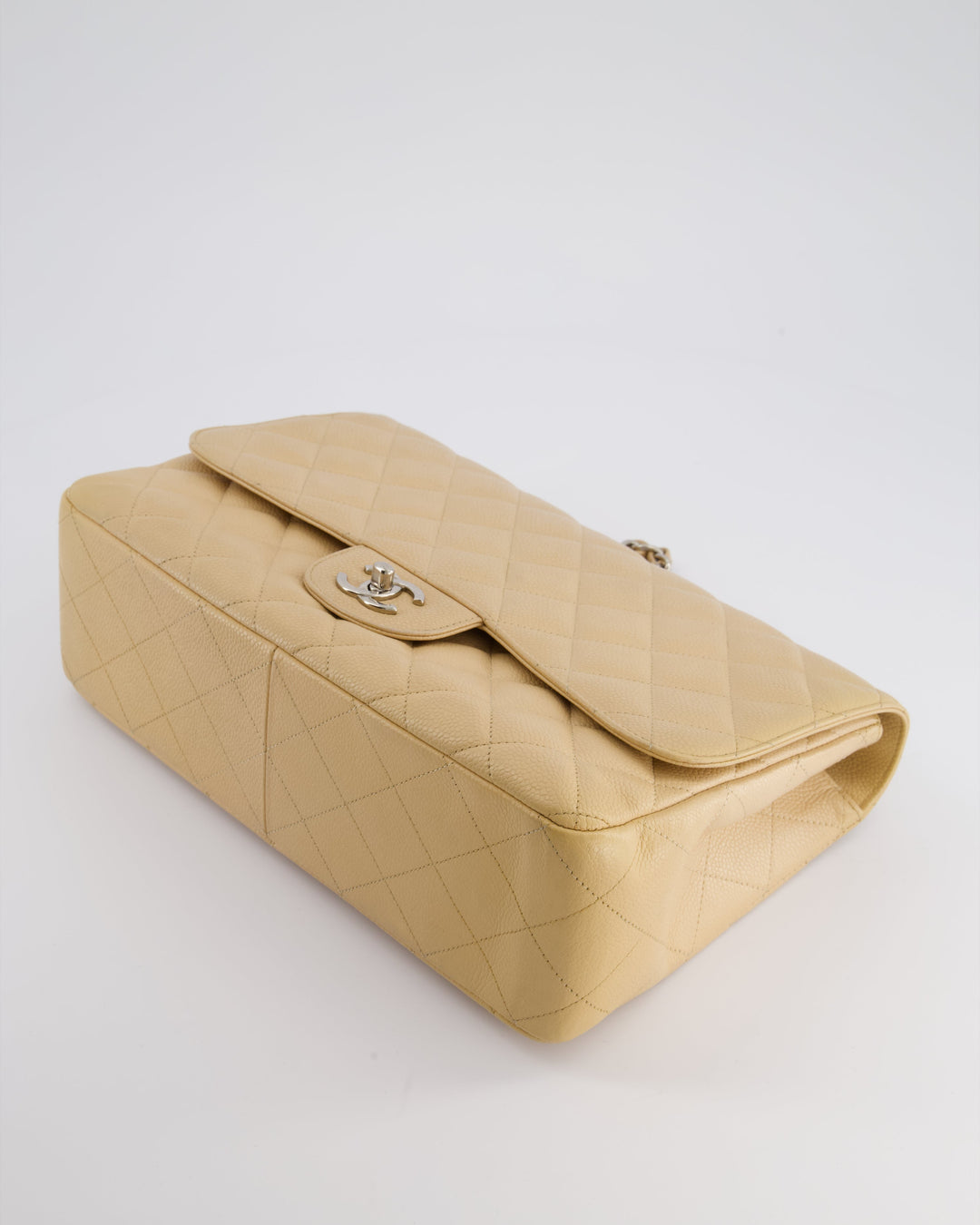 Top Quality Chanel Beige Jumbo Classic Single Flap Bag in Caviar Leather with Silver Hardware
