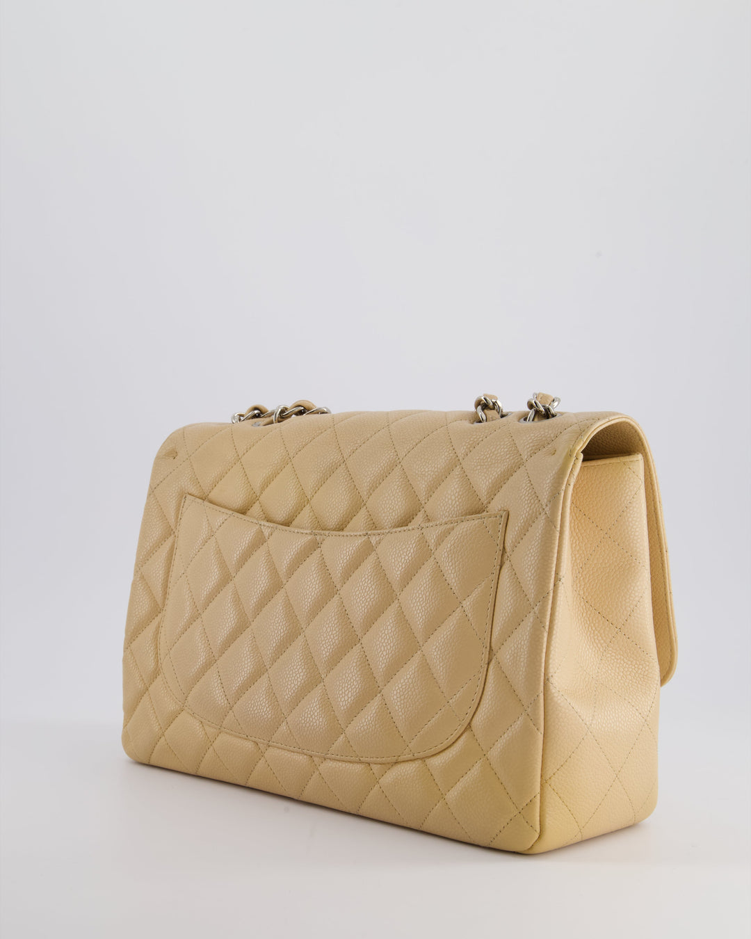 Top Quality Chanel Beige Jumbo Classic Single Flap Bag in Caviar Leather with Silver Hardware