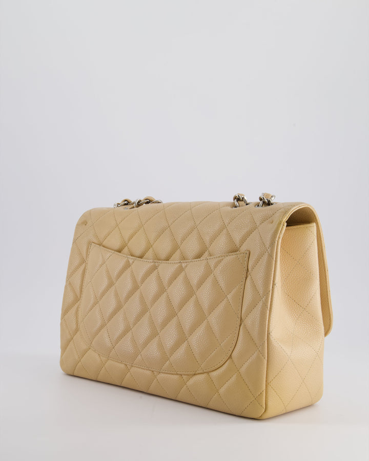 Top Quality Chanel Beige Jumbo Classic Single Flap Bag in Caviar Leather with Silver Hardware