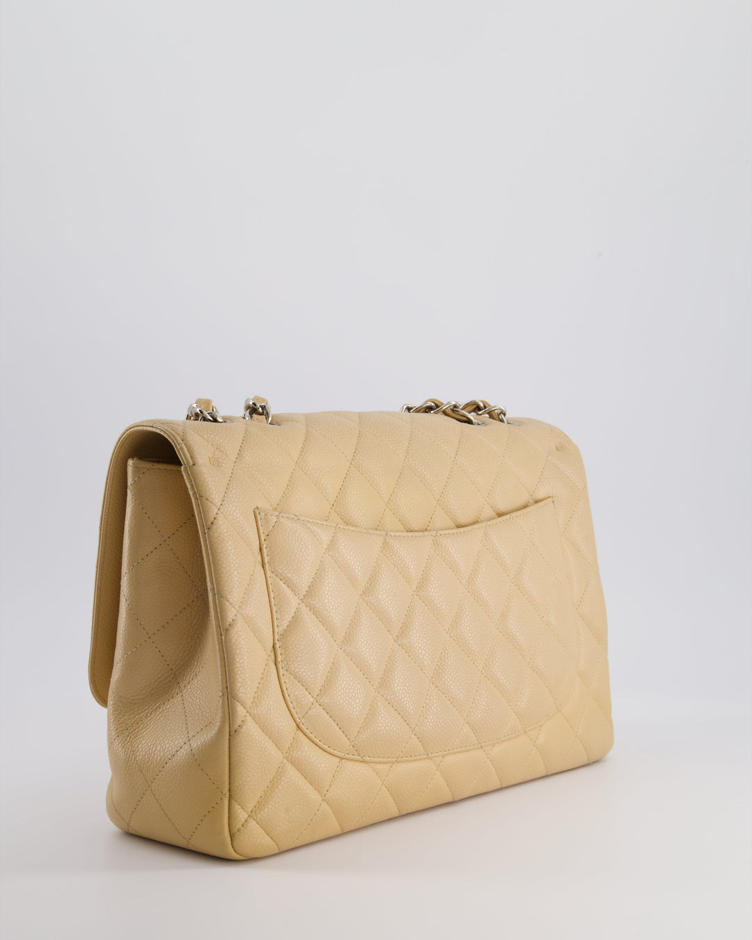 Top Quality Chanel Beige Jumbo Classic Single Flap Bag in Caviar Leather with Silver Hardware
