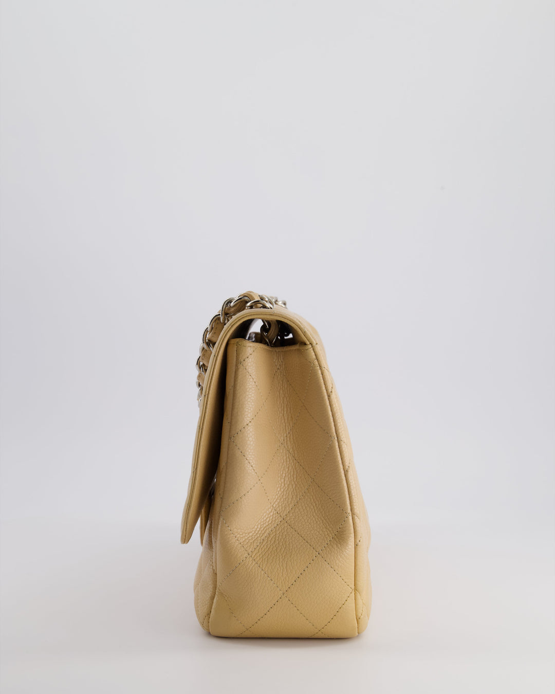 Top Quality Chanel Beige Jumbo Classic Single Flap Bag in Caviar Leather with Silver Hardware