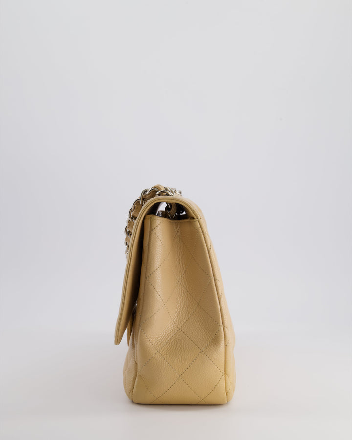 Top Quality Chanel Beige Jumbo Classic Single Flap Bag in Caviar Leather with Silver Hardware