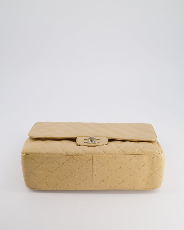 Top Quality Chanel Beige Jumbo Classic Single Flap Bag in Caviar Leather with Silver Hardware