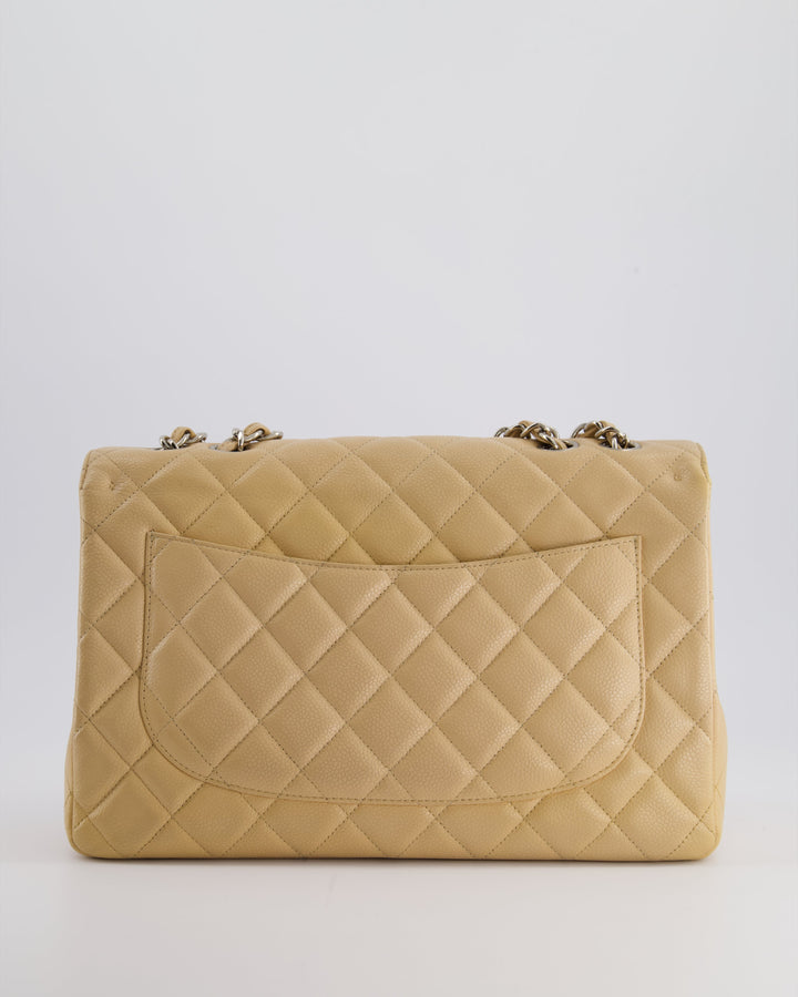 Top Quality Chanel Beige Jumbo Classic Single Flap Bag in Caviar Leather with Silver Hardware