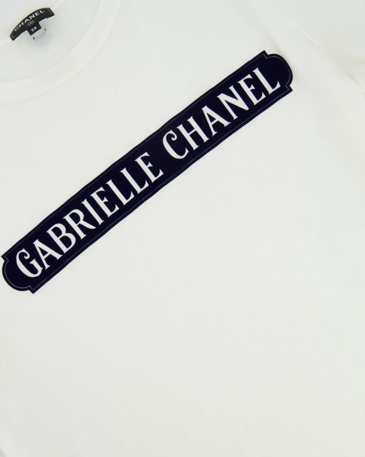 Top Quality Chanel White Short Sleeve Top with Gabrielle Top Quality Chanel Logo Size FR 38 (UK 10)