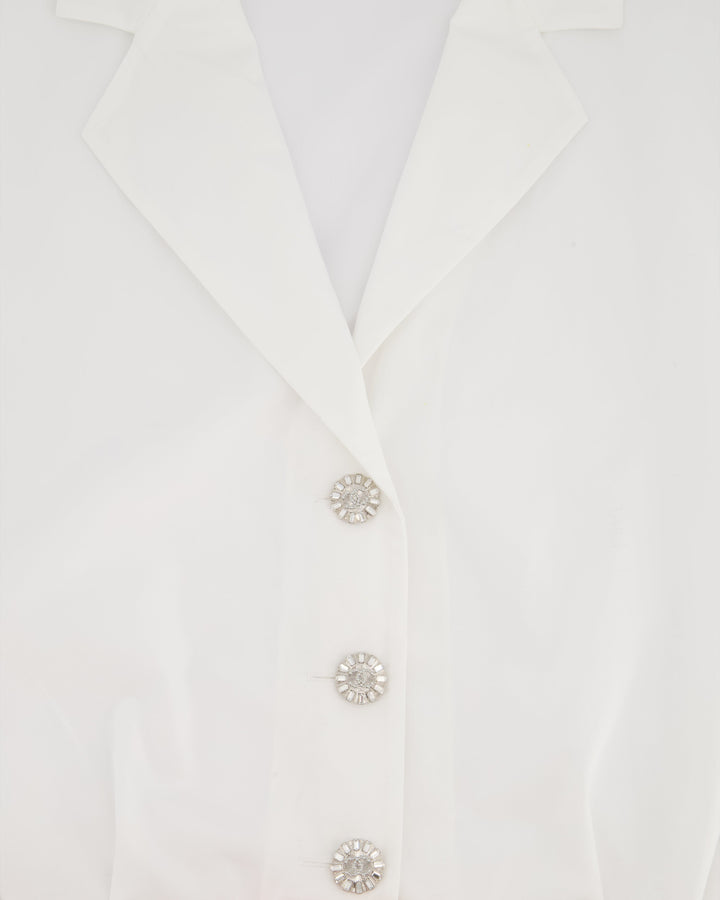 *HOT* Chanel Resort 2023 White Shirt Playsuit with Checked Pink Detachable Shorts & Long Train Detail Size FR 34 (UK 6)