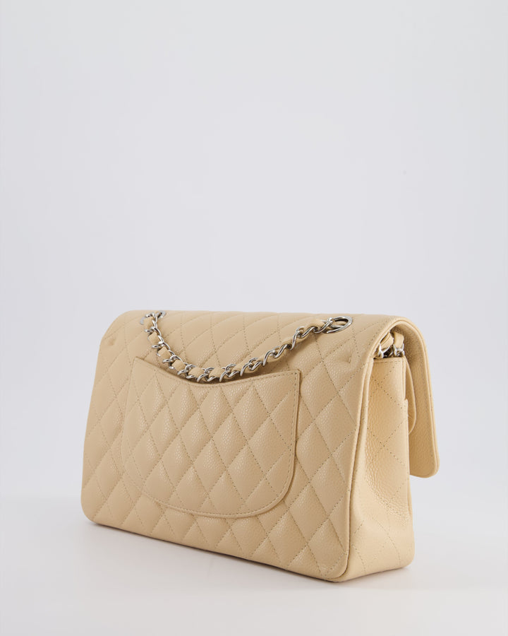 Top Quality Chanel Beige Medium Classic Double Flap in Caviar Leather with Silver Hardware