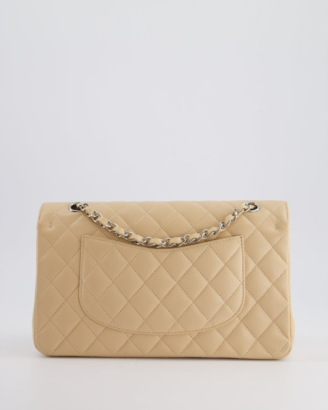 Top Quality Chanel Beige Medium Classic Double Flap in Caviar Leather with Silver Hardware