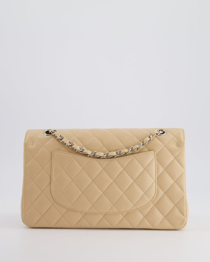 Top Quality Chanel Beige Medium Classic Double Flap in Caviar Leather with Silver Hardware