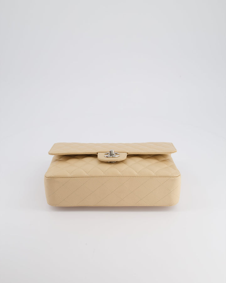 Top Quality Chanel Beige Medium Classic Double Flap in Caviar Leather with Silver Hardware