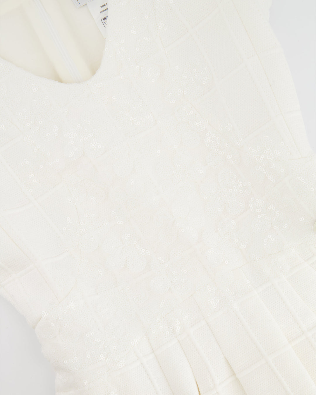 Top Quality Chanel White Short Sleeve Sequin Floral Embellished Mini Dress Size FR 36 (UK 8)