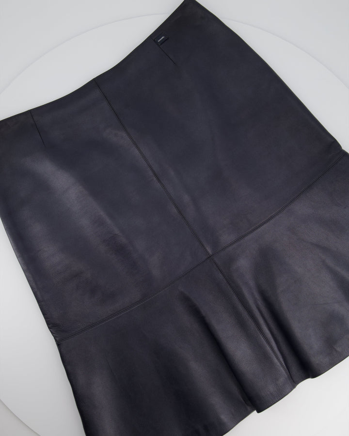 Top Quality Chanel Navy Lambskin Leather Skirt with Small Top Quality Chanel Plaque Detail Size FR 40 (UK 12)