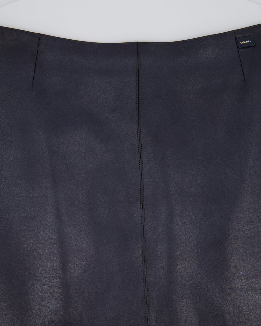 Top Quality Chanel Navy Lambskin Leather Skirt with Small Top Quality Chanel Plaque Detail Size FR 40 (UK 12)