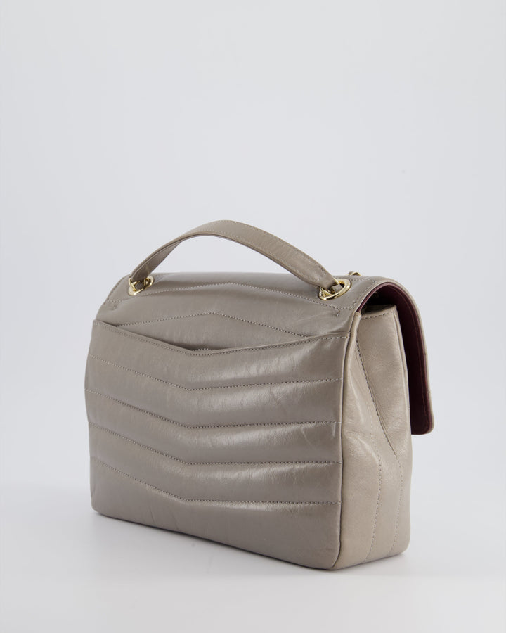 Top Quality Chanel Light Grey Chevron Miroir Flap Bag in Distressed Calfskin Leather with Champagne Gold Hardware